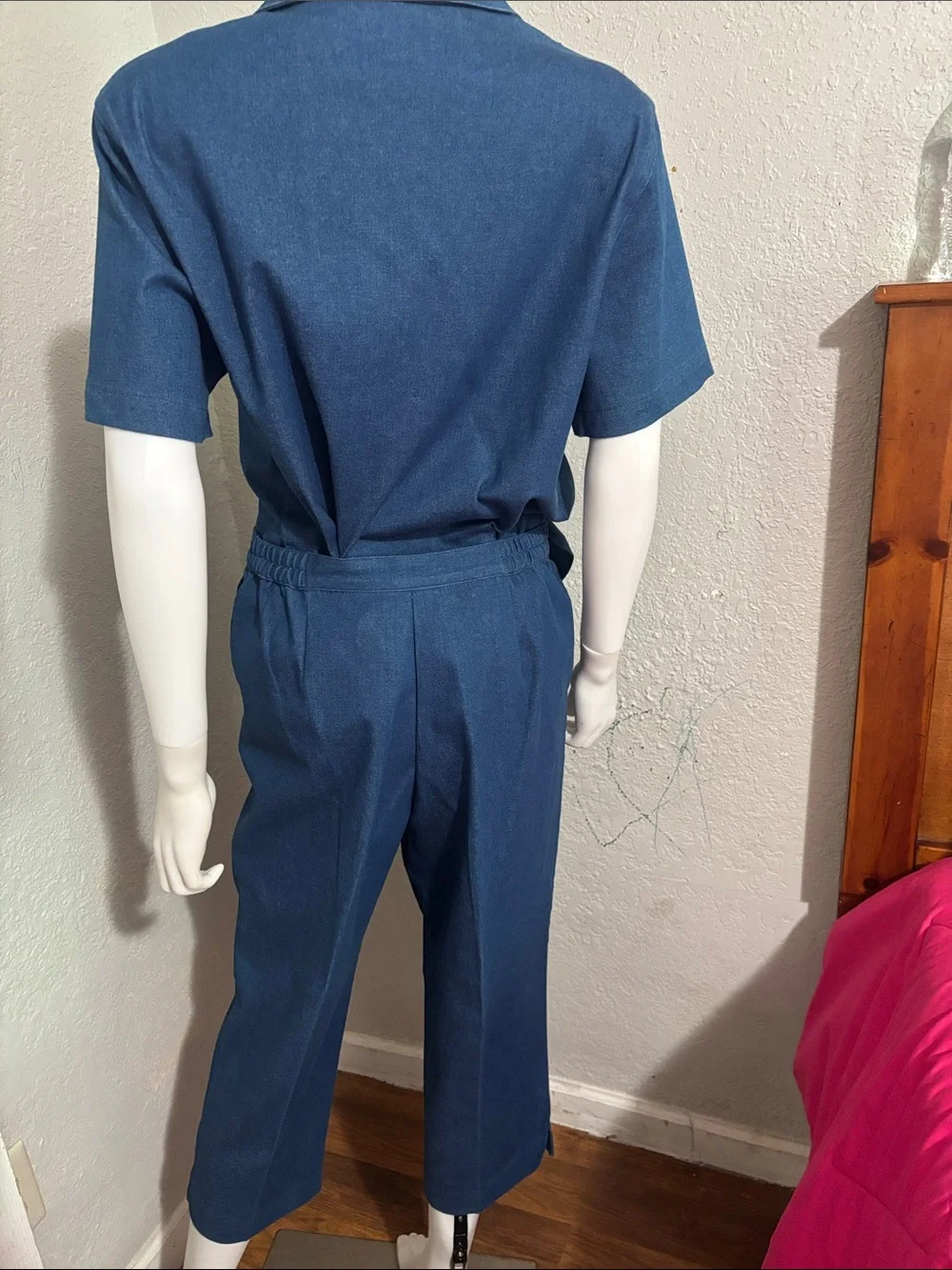 Alfred Dunner Blue Embroidered Short-Sleeve Capri Set